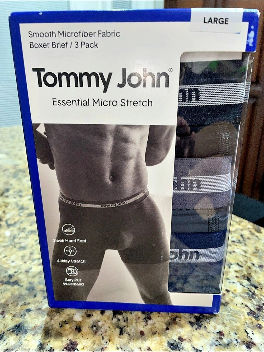 Tommy John Essential Micro Stretch Boxer Brief 3 Pack Men's Microfiber Boxer Lrg